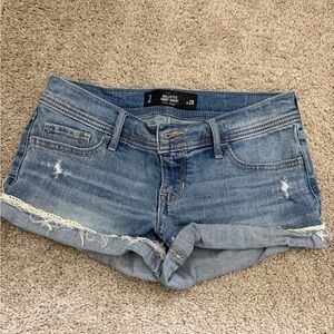 Blue Hollister Denim Shorts with Lace Trim